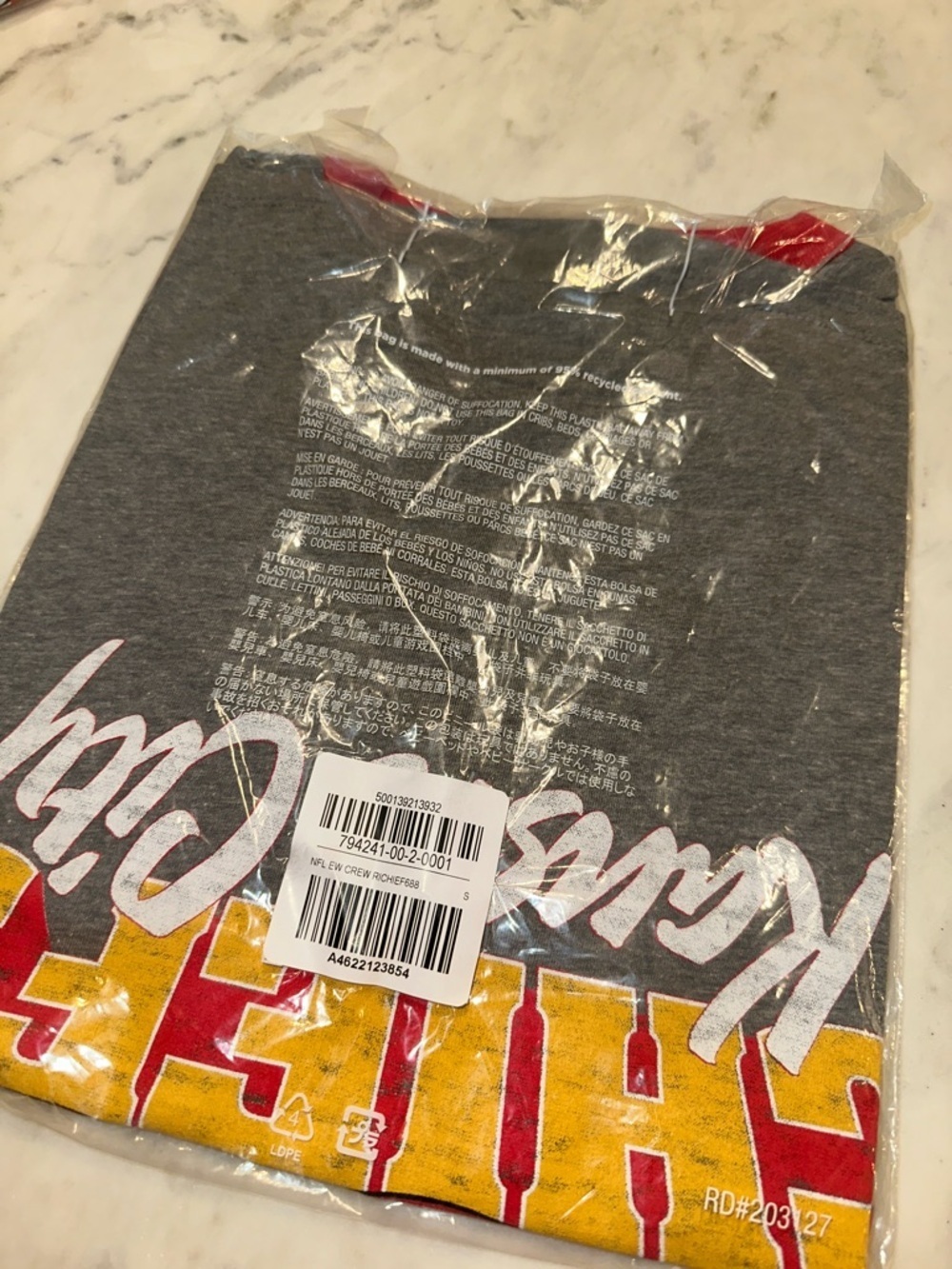NWT NFL Team Apparel Kansas City Chiefs Grey Ringer Tee with Red Trim size small - Picture 3 of 3